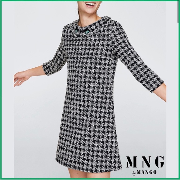 Mango houndstooth shift dress